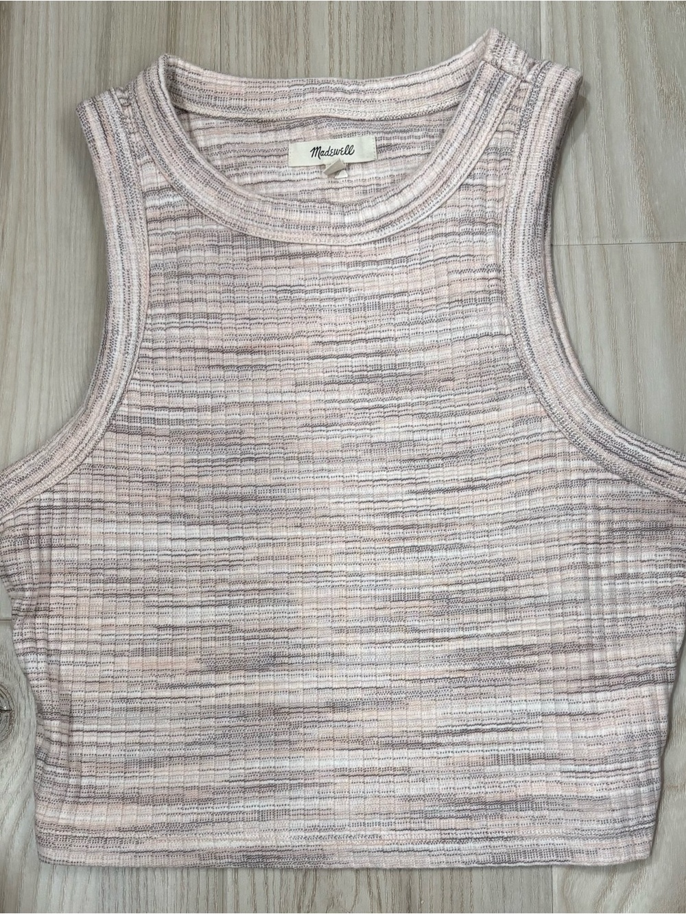 Madewell Brightside Rib Cutaway Crop Tank | Peachy Spacedye | Size S - Picture 3 of 6